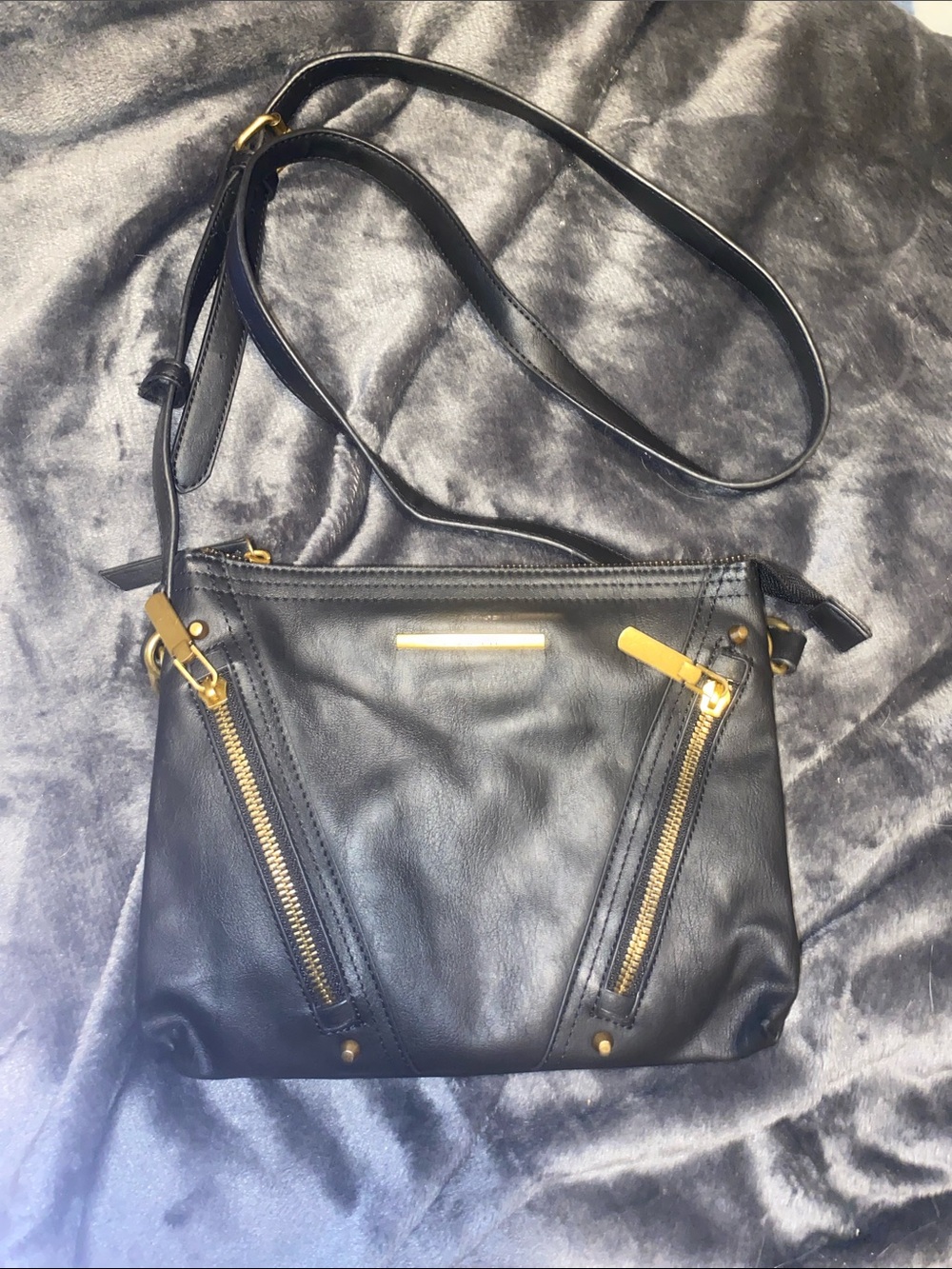 Rosetti Black Crossbody Bag with Gold Hardware